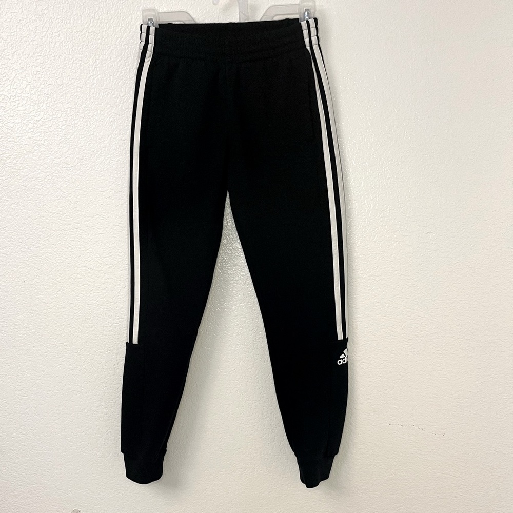 Adidas Youth Black Three Stripe Track Sweat Pants, size Large (14)